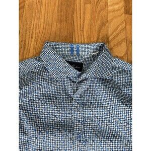 Robert Graham Dervin Long Sleeve Button Down Woven Shirt Blue Mens XL